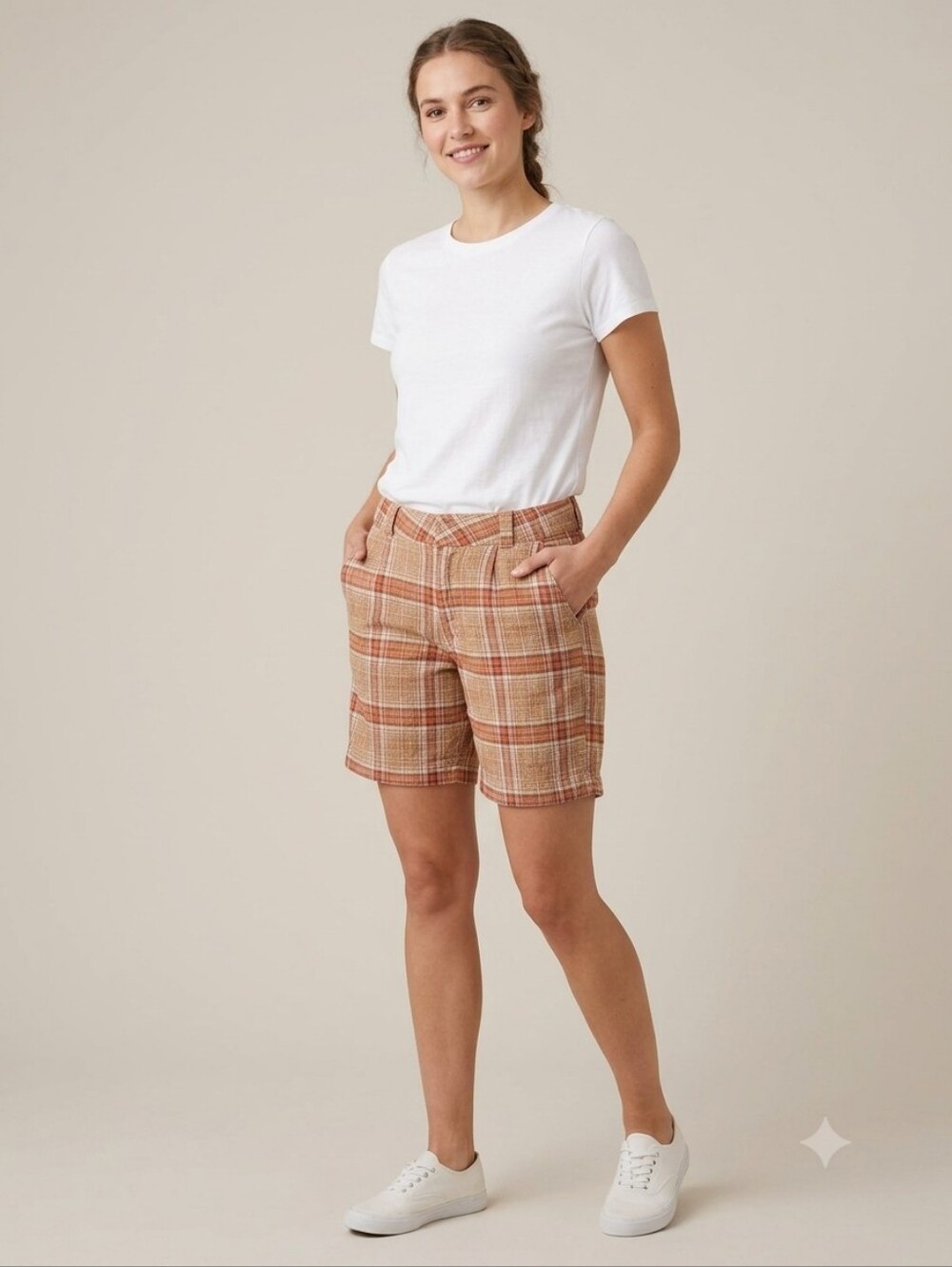Free People Isla Plaid Shorts Size 6